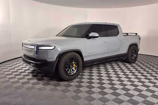 Grey Rivian R1T pickup
